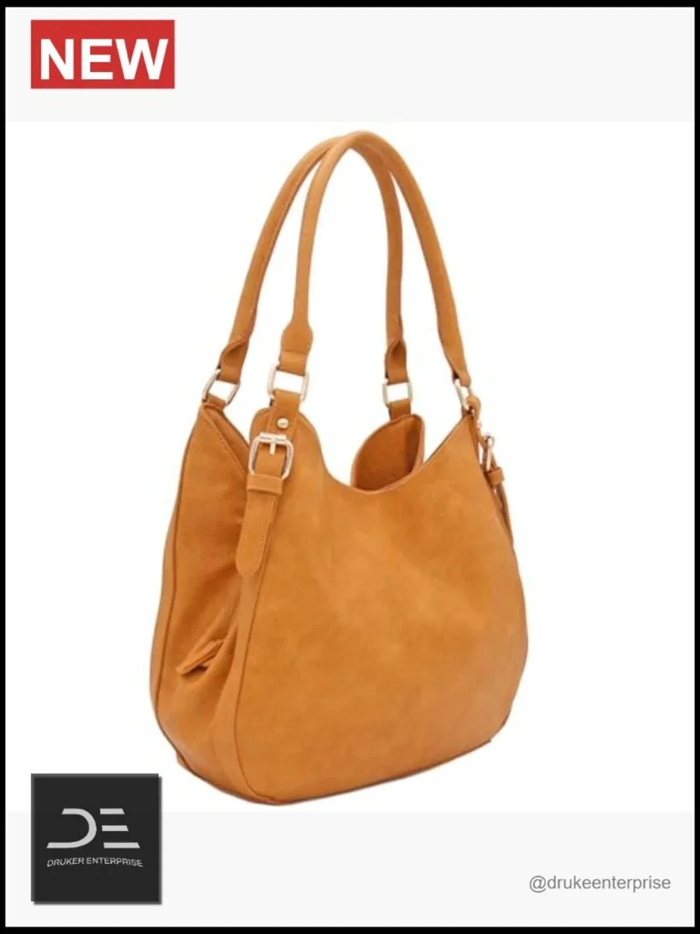 Faux Leather Medium Hobo Bag with 3 Compartments